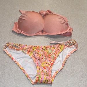 Victoria’s Secret Large  pink shimmer bottom 36c pink shimmer pad wire top nwt